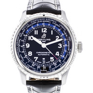 Montre d'occasion Breitling Navitimer Aviateur homme acier bracelet cuir noir