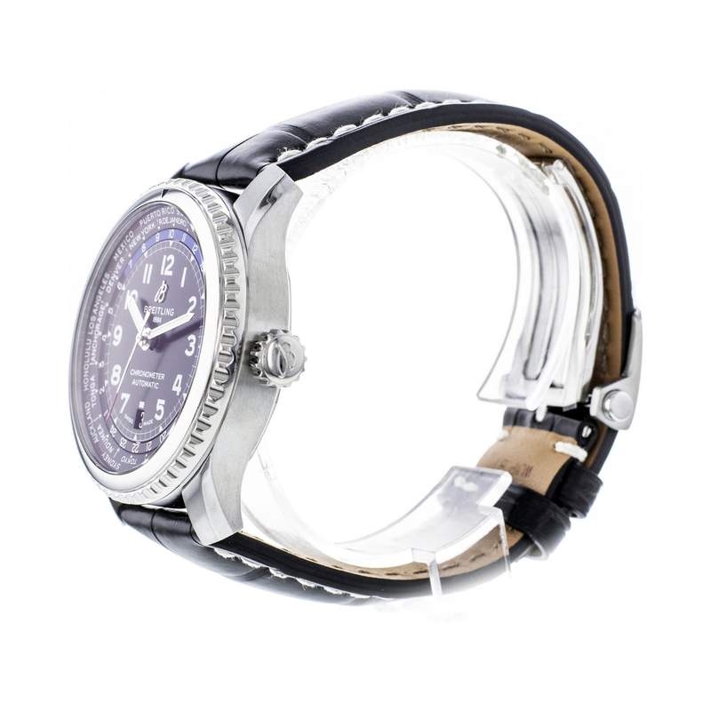 Montre d'occasion Breitling Navitimer Aviateur homme acier bracelet cuir noir - vue 2