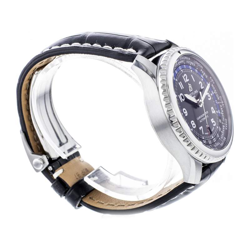 Montre d'occasion Breitling Navitimer Aviateur homme acier bracelet cuir noir - vue 4