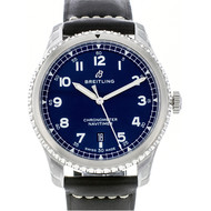 Montre d'occasion Breitling Navitimer homme automatique acier bracelet cuir noir