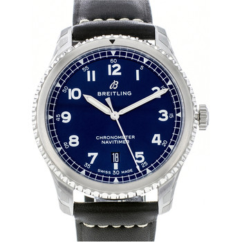 Montre d'occasion Breitling Navitimer homme automatique acier bracelet cuir noir