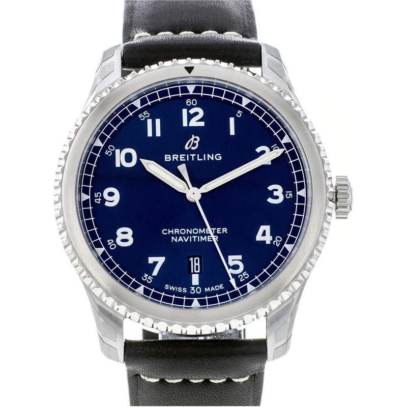 Montre d'occasion Breitling Navitimer homme automatique acier bracelet cuir noir - vue 1