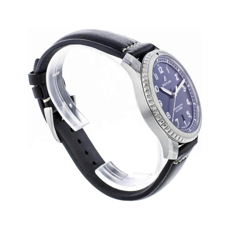 Montre d'occasion Breitling Navitimer homme automatique acier bracelet cuir noir - vue 4