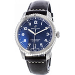 Montre d'occasion Breitling Navitimer homme automatique acier bracelet cuir noir - vue D1