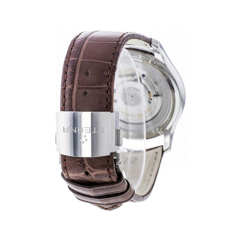 Montre d'occasion Eterna Vaughan homme automatique acier bracelet cuir marron - vue 3