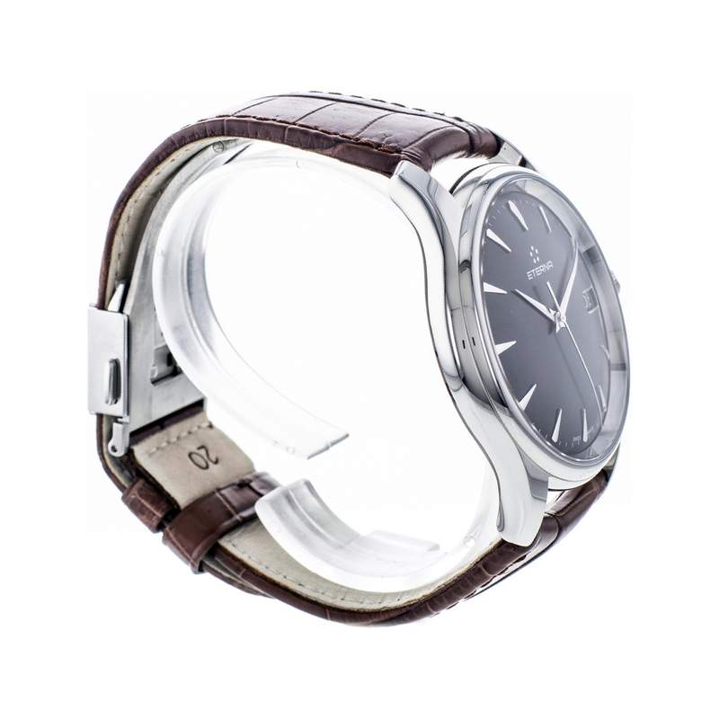 Montre d'occasion Eterna Vaughan homme automatique acier bracelet cuir marron - vue 4