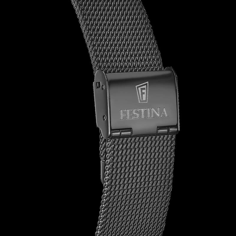 Montre Festina homme automatique bracelet acier noir - vue D2