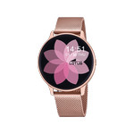 Montre Lotus femme connectée bracelet maille milanaise doré rose - vue 1