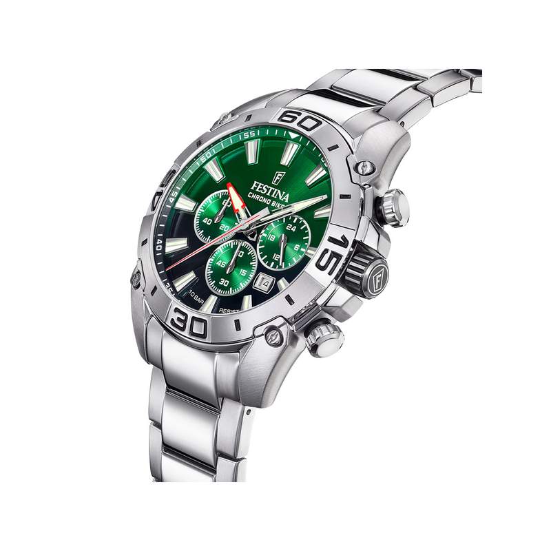 Montre Festina homme chronographe bracelet acier - vue 2
