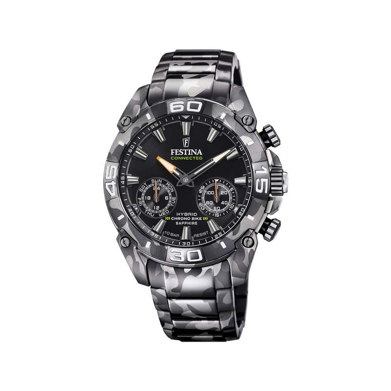 Montre Festina homme connectée bracelet acier motif camouflage - vue 1
