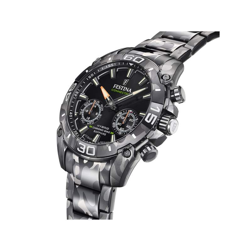 Montre Festina homme connectée bracelet acier motif camouflage - vue 2