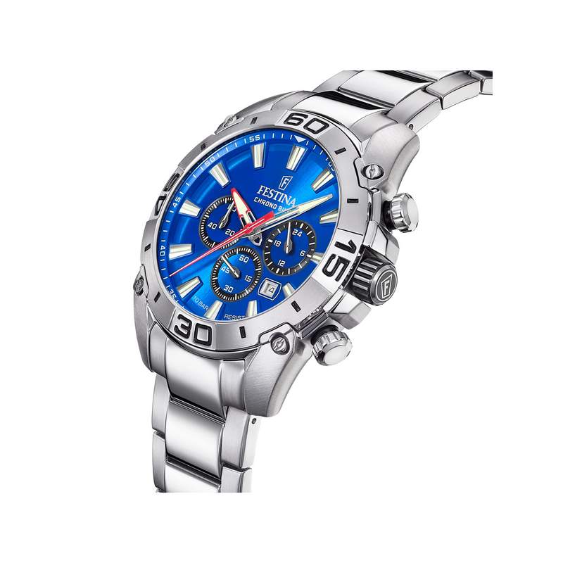 Montre Festina homme chronographe bracelet acier - vue 2