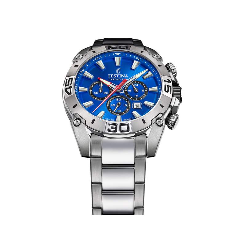 Montre Festina homme chronographe bracelet acier - vue 4