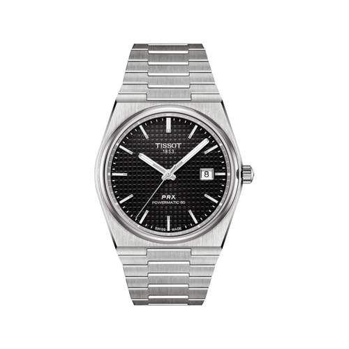 Montre TISSOT T-CLASSIC PRX POWERMATIC 80 homme automatique cadran noir bracelet inoxydable