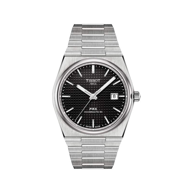 Montre TISSOT T-CLASSIC PRX POWERMATIC 80 homme automatique cadran noir bracelet inoxydable - vue 1