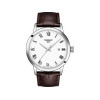Montre TISSOT T-CLASSIC DREAM homme cadran blanc bracelet cuir brun - vue V1