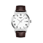 Montre TISSOT T-CLASSIC DREAM homme cadran blanc bracelet cuir brun - vue 1
