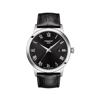 TISSOT T-CLASSIC DREAM men's watch black dial black leather strap
