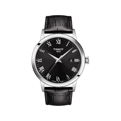 Montre TISSOT T-CLASSIC DREAM homme cadran noir bracelet cuir noir