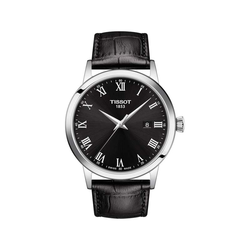 Montre TISSOT T-CLASSIC DREAM homme cadran noir bracelet cuir noir - vue 1