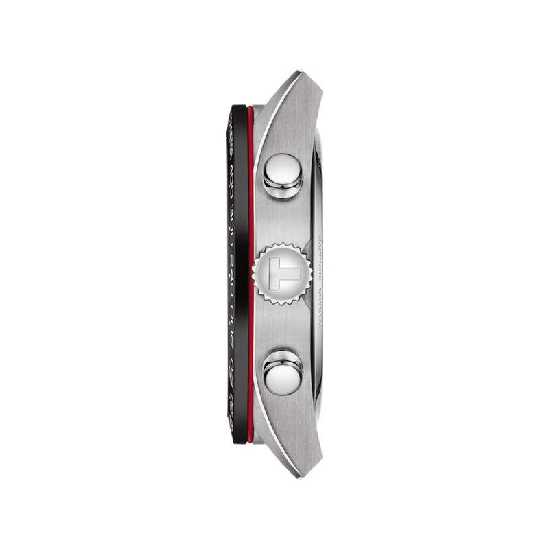 Montre Tissot homme chronographe acier cbracelet cuir brun - vue 2