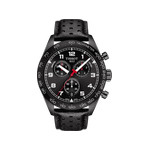 Montre Tissot homme chronographe acier bracelet cuir noir - vue 1