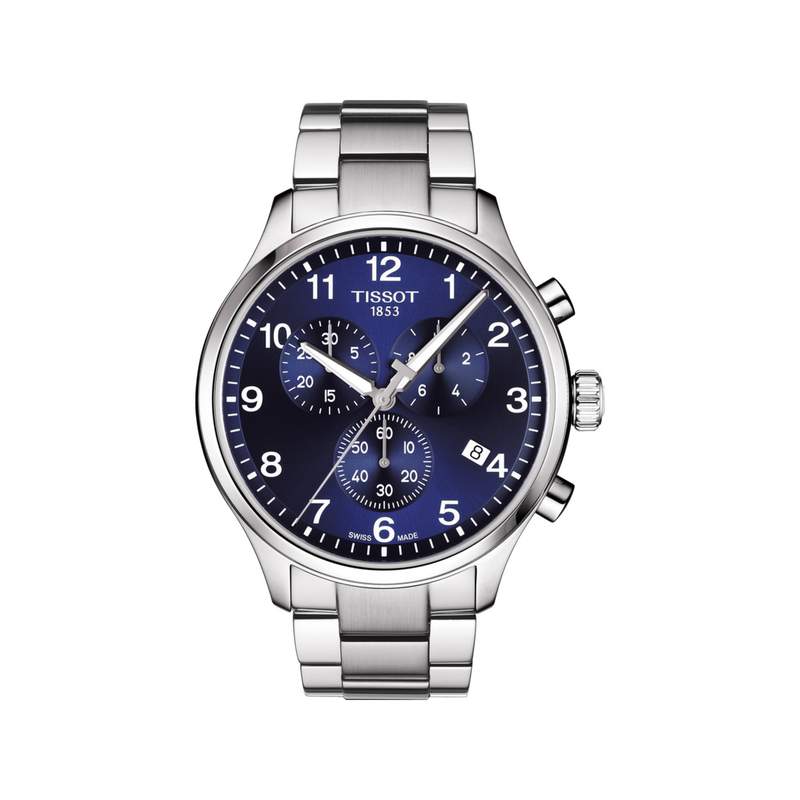 Montre TISSOT T-SPORT CHRONO XL homme cadran bleu bracelet acier inoxydable - vue 1