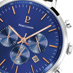 Pierre Lannier men's stainless steel watch with brown leather strap - view D1