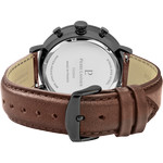 Pierre Lannier men's watch in black steel with brown leather strap - view 3