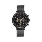 Montre Pierre Lannier homme acier noir bracelet acier noir maille milanaise - vue 1