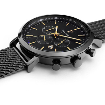 Pierre Lannier black steel men's watch black steel bracelet Milanese mesh