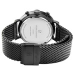 Montre Pierre Lannier homme acier noir bracelet acier noir maille milanaise - vue 3