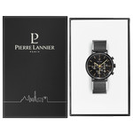 Montre Pierre Lannier homme acier noir bracelet acier noir maille milanaise - vue D2