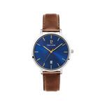 Montre Pierre Lannier homme acier bracelet cuir marron - vue 1