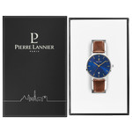Montre Pierre Lannier homme acier bracelet cuir marron - vue D2