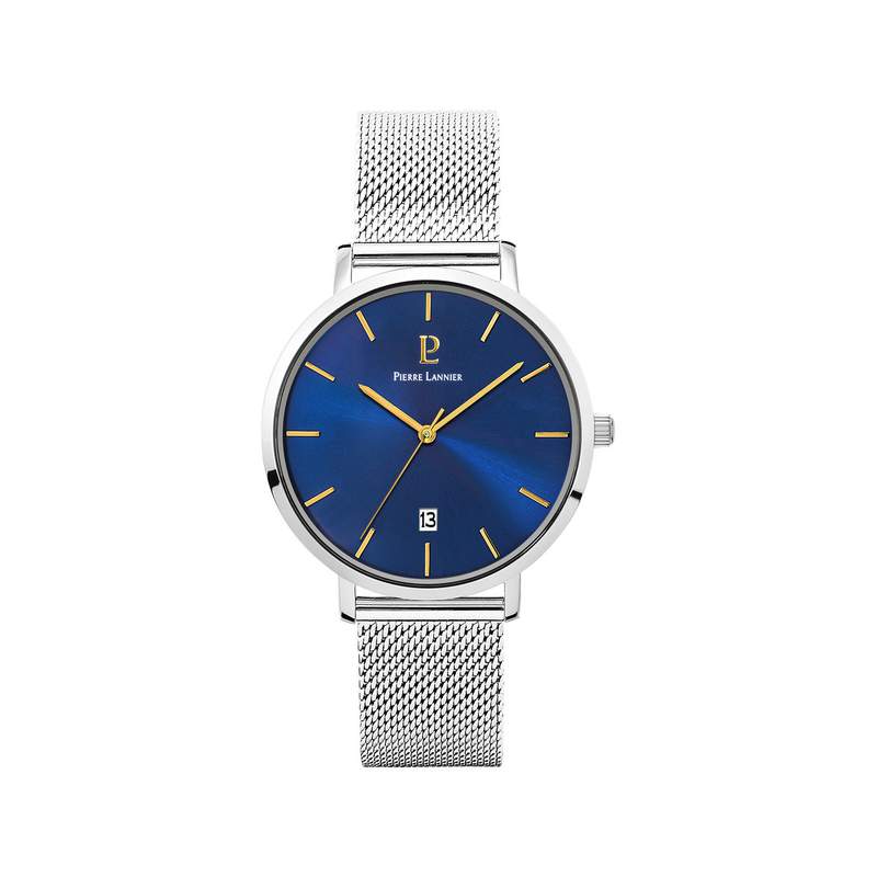 Montre Pierre Lannier homme acier bracelet maille milanaise - vue 1