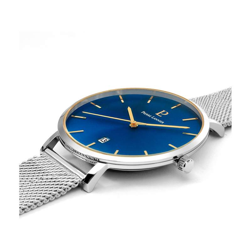 Montre Pierre Lannier homme acier bracelet maille milanaise - vue 2