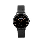 Montre Pierre Lannier homme acier noir bracelet maille milanaise - vue 1