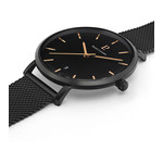 Montre Pierre Lannier homme acier noir bracelet maille milanaise - vue 2