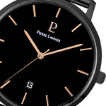Montre Pierre Lannier homme acier noir bracelet maille milanaise - vue D1