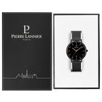 Montre Pierre Lannier homme acier noir bracelet maille milanaise - vue D2