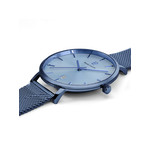 Montre Pierre Lannier homme acier bleu bracelet maille milanaise - vue 2