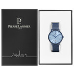 Montre Pierre Lannier homme acier bleu bracelet maille milanaise - vue D2