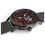 Montre Pierre Lannier homme automatique acier noir bracelet maille milanaise - vue 2