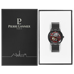 Montre Pierre Lannier homme automatique acier noir bracelet maille milanaise - vue D2