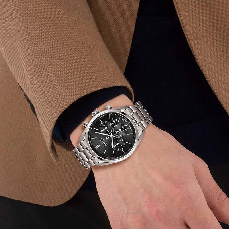 Montre Boss homme chronographe acier - vue porté 1