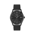 Montre Boss homme acier noir maille milanaise - vue 1