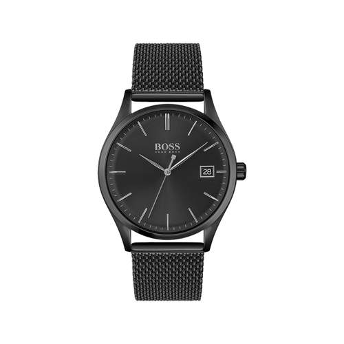 Montre Boss homme acier noir maille milanaise
