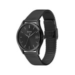 Montre Boss homme acier noir maille milanaise - vue 2