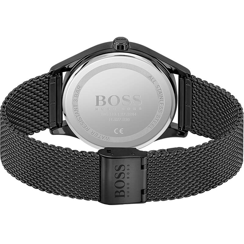 Montre Boss homme acier noir maille milanaise - vue 3